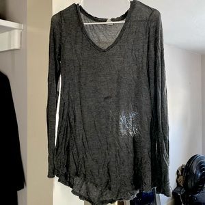 women’s long-sleeve gray blouse
